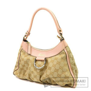 Gucci Abbey shoulder bag beige GG pink leather